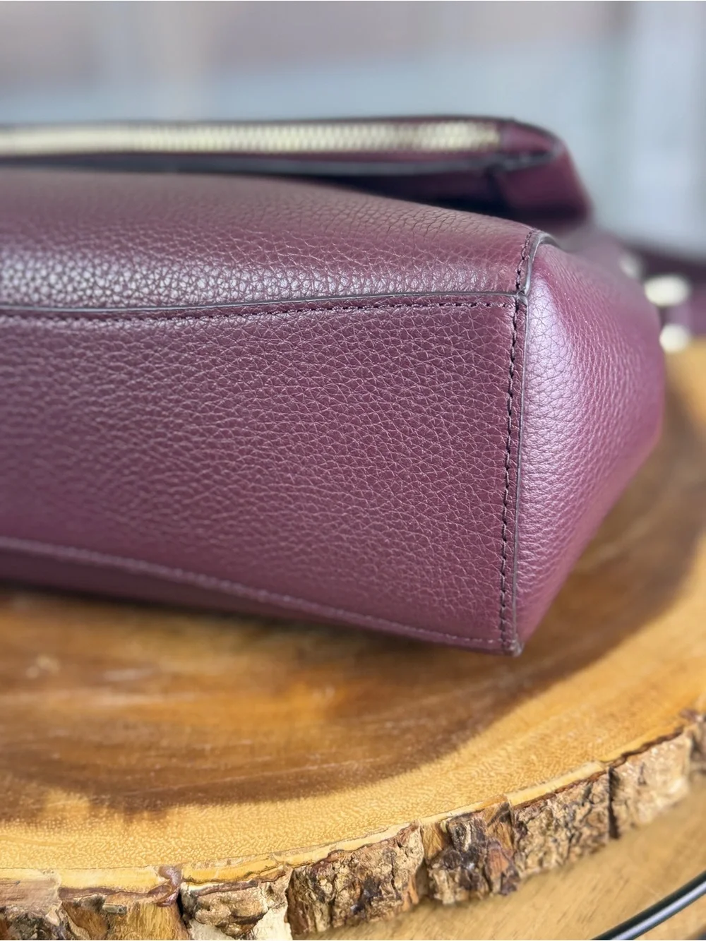Kate Spade Leila Medium Flap Shoulder Bag Burgundy Leather + Crossbody Strap EUC